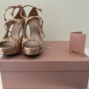 Miu Miu Sandals-Snake skin Peach colour